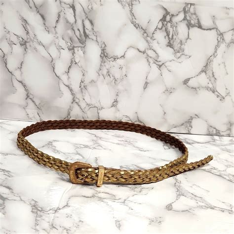 michael michael kors braided leather belt with logo charm belt